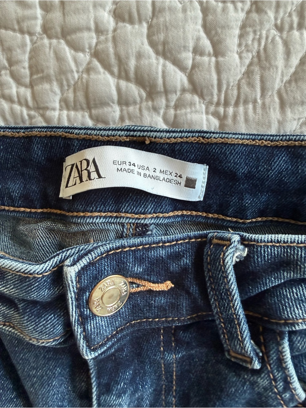 ZARA High-Rise Dark Blue Denim Jeans